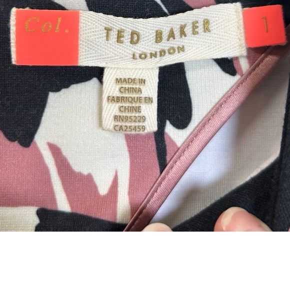 Ted Baker, Womens Shift Dress, Colour By Numbers, Crane Print - Pink Size 4 US/1 - Picture 17 of 17